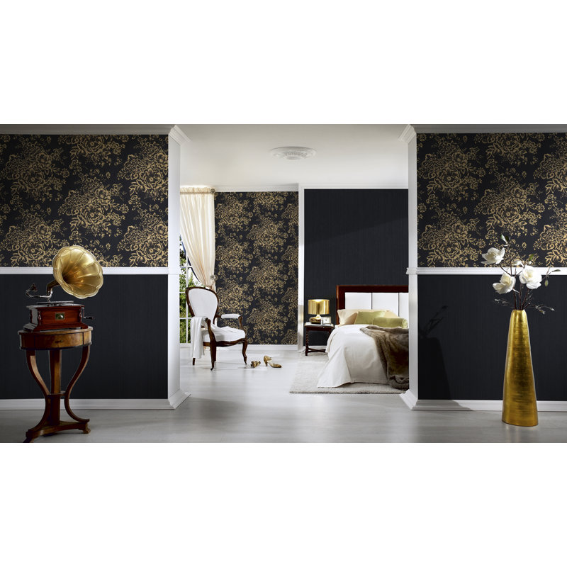 10.05m x 53cm Wallpaper, Metallic/Black