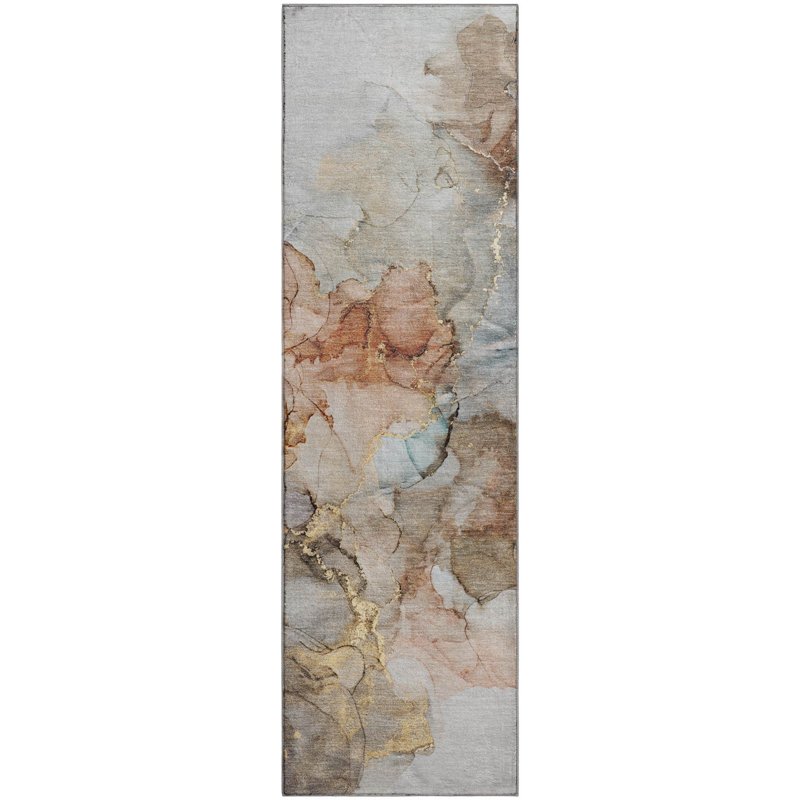 Premium Machine Washable Cerrito AMF520 Beige Rug, Runner 2'3" x 7'6"
