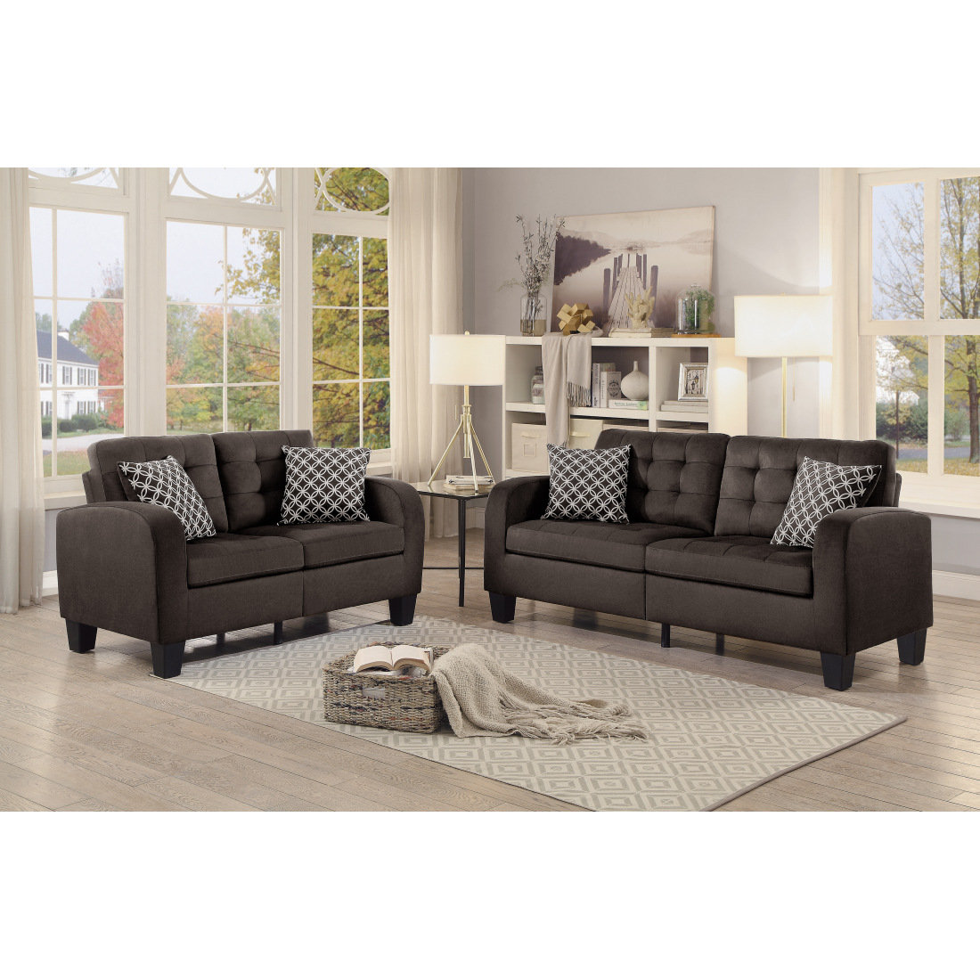 Ebern Designs Modern Sofa Contemporary Loveseat 1Pc Tufted Detail ...