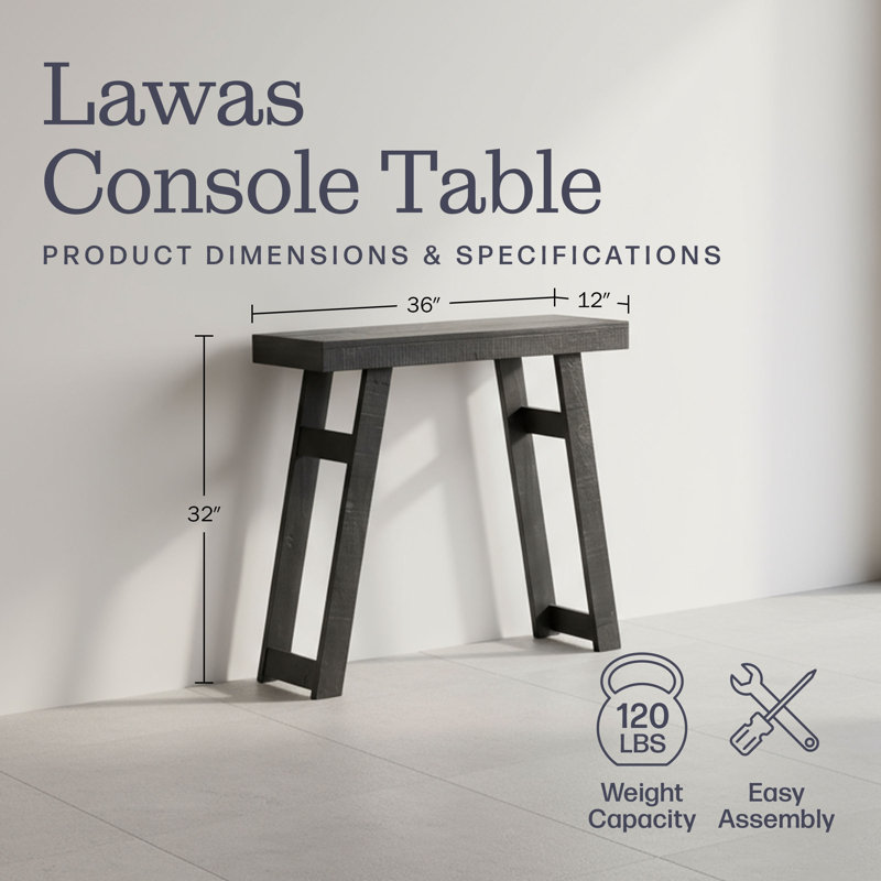 Console Lawas, H 5,31 po x l 39,57 po x P 15,55 po, Noir