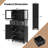 Bathroom Floor Storage Cabinet Kitchen Cupboard With 2 Drawers & Glass Doors Black