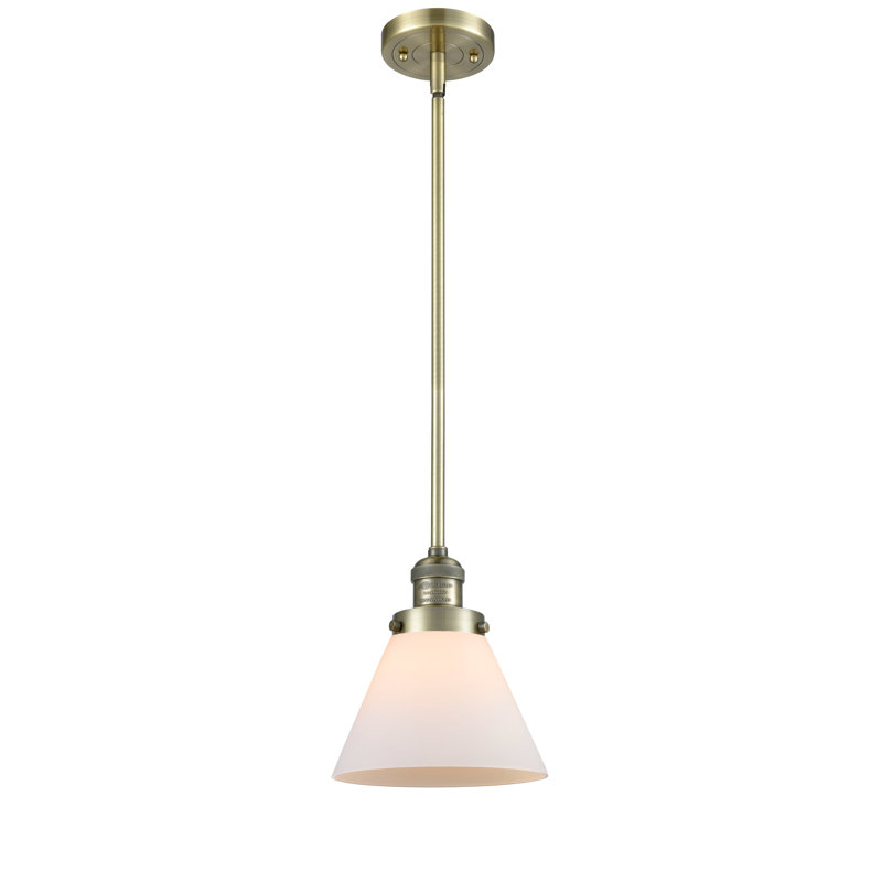 Mosley 1 - Light Single Pendant, Antique Brass, 6 Watt Vinage LED Bulb, Matte White