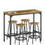 Table de cuisine de style industriel 5 pièces, plateau brun rustique, structure en métal noir, table de cuisine à assembler et 4 chaises avec charme, peu encombrante, assemblage, construction, requis