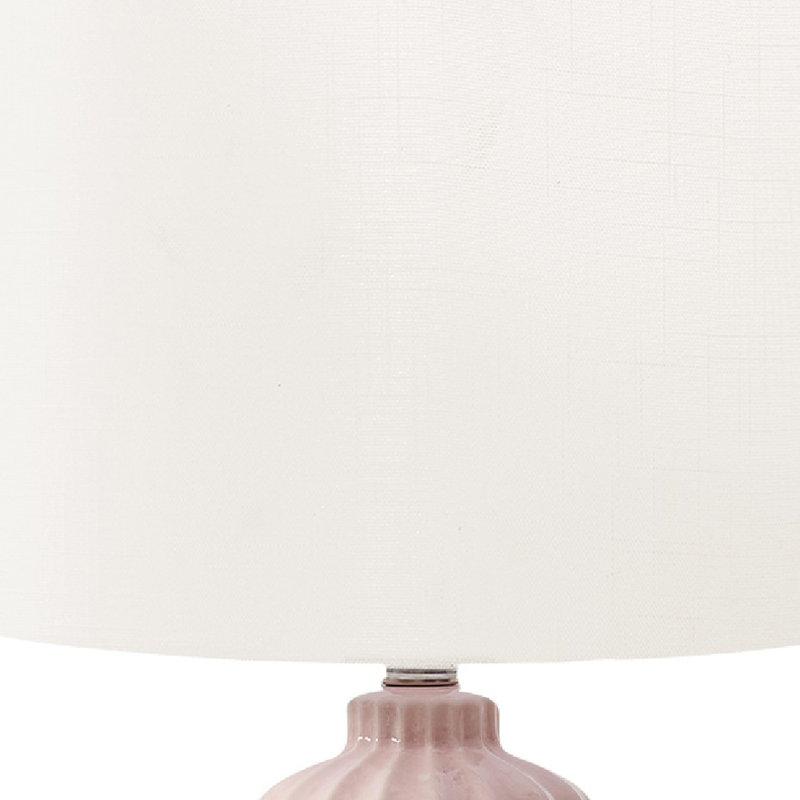 Lampe de table Limy, 23 po, abat-jour tambour ivoire, base en céramique nervurée rose, Rose
