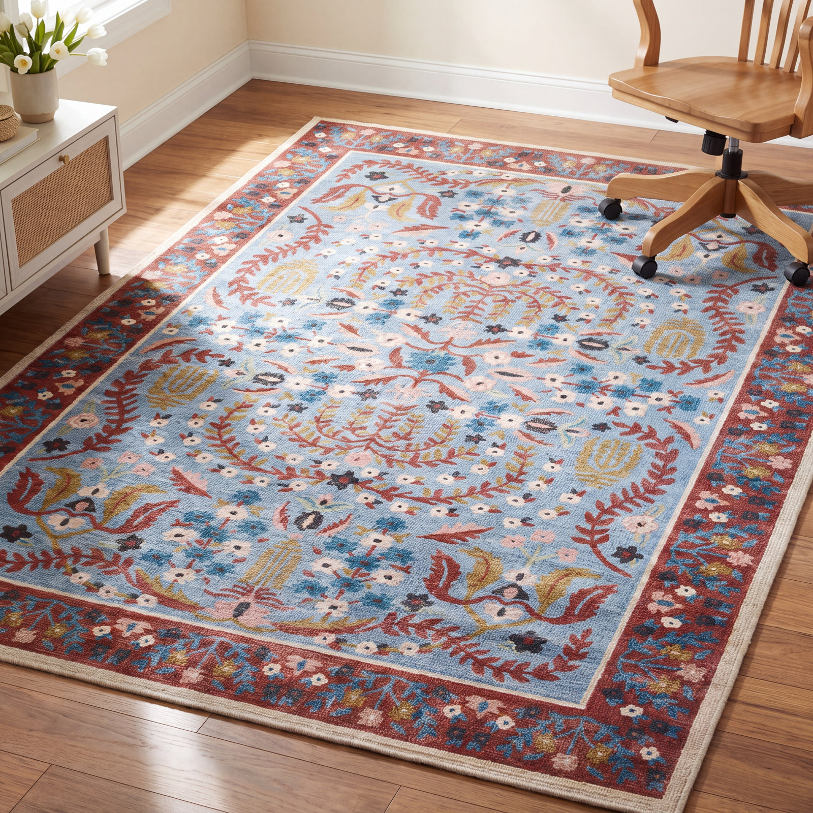 Rifle Paper Co. x Loloi Canopy Red Blue Floral Rug, Rectangle 8'6" x 11'6"