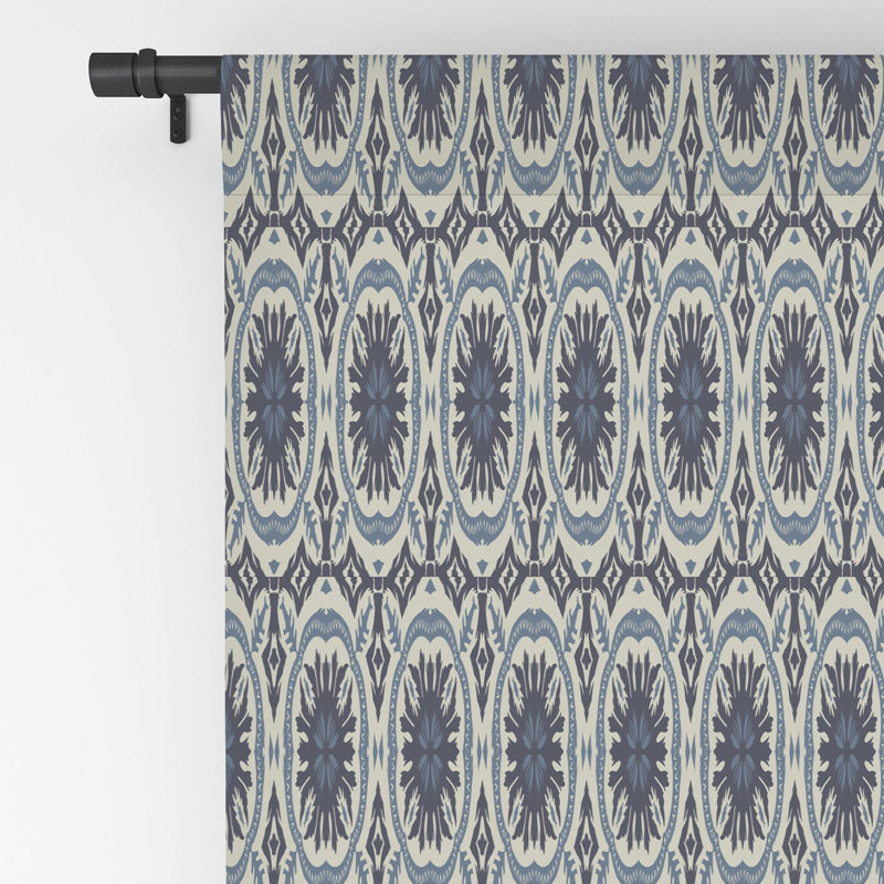 Holli Zollinger Madeira Sun Tile Navy 1pc Blackout Window Curtain Panel, 50" W x 96" L