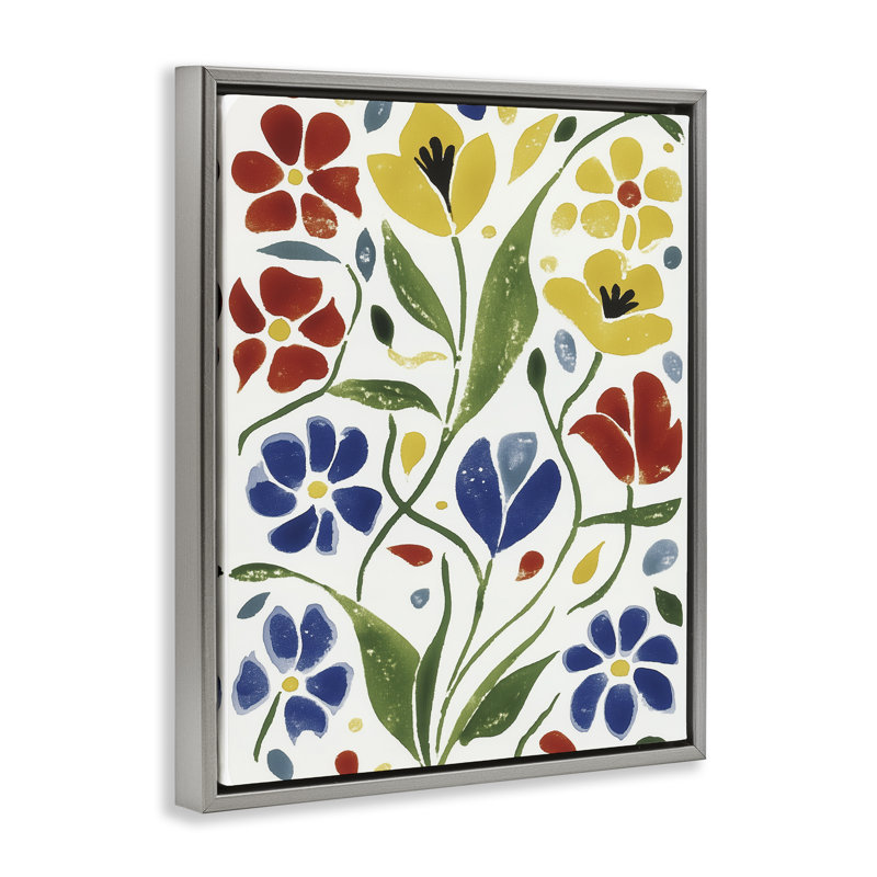 Cadre flottant scandinave avec fleurs de jardin, design par Annabelle Hall, H 21 po x l 17 po, Cadre flottant gris lustré