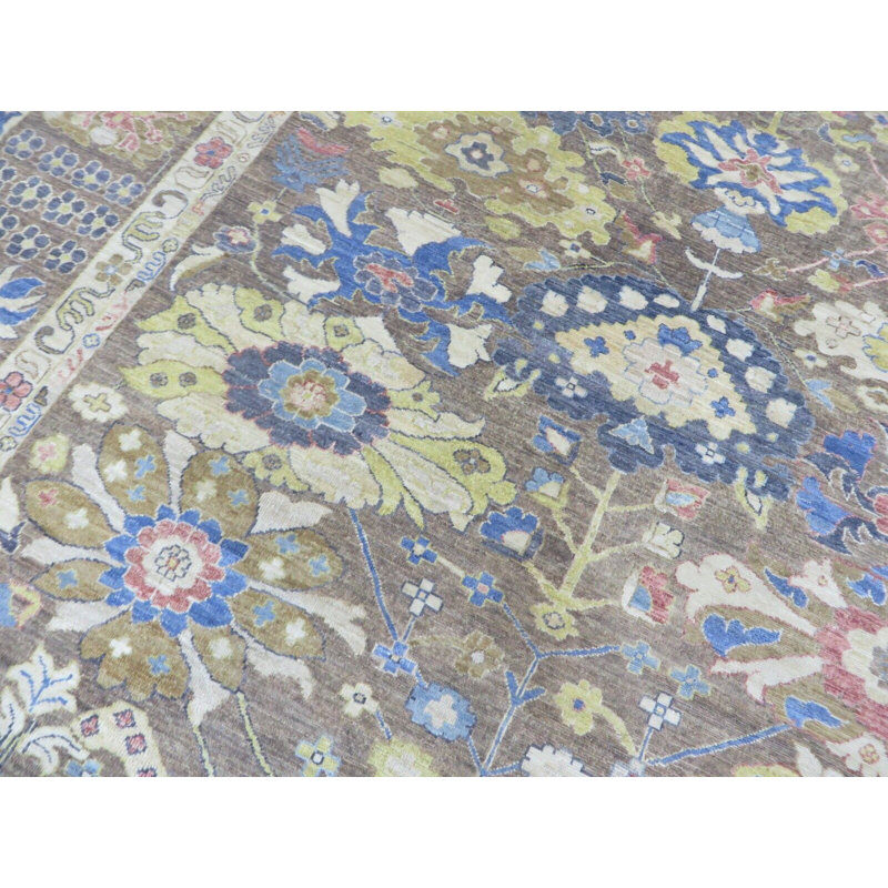 Tapis oriental brun noué à la main 8 x 9 pi 8 po Peshawar 7A1870FA9F354D9DA2C477CFF6D2FC5F