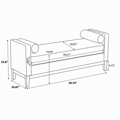 Banc de bout de lit rembourré de 168,6 cm de large avec structure en bois fini naturel, lit de jour, repose-pieds, pouf avec coussins
