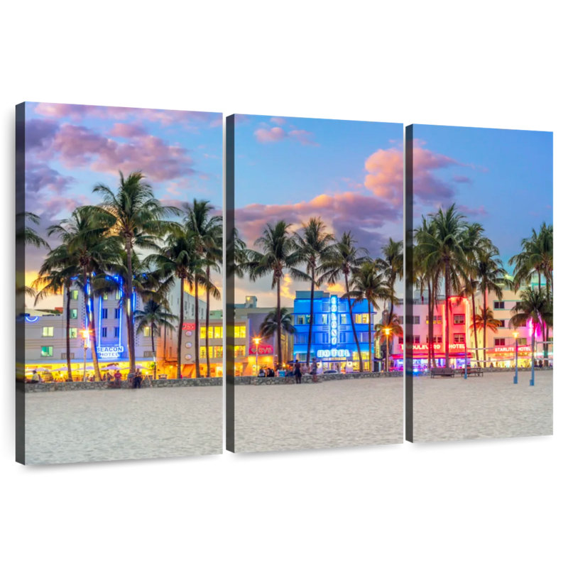 Coucher de soleil sur l'océan à Miami, H 24 po x l 38 po