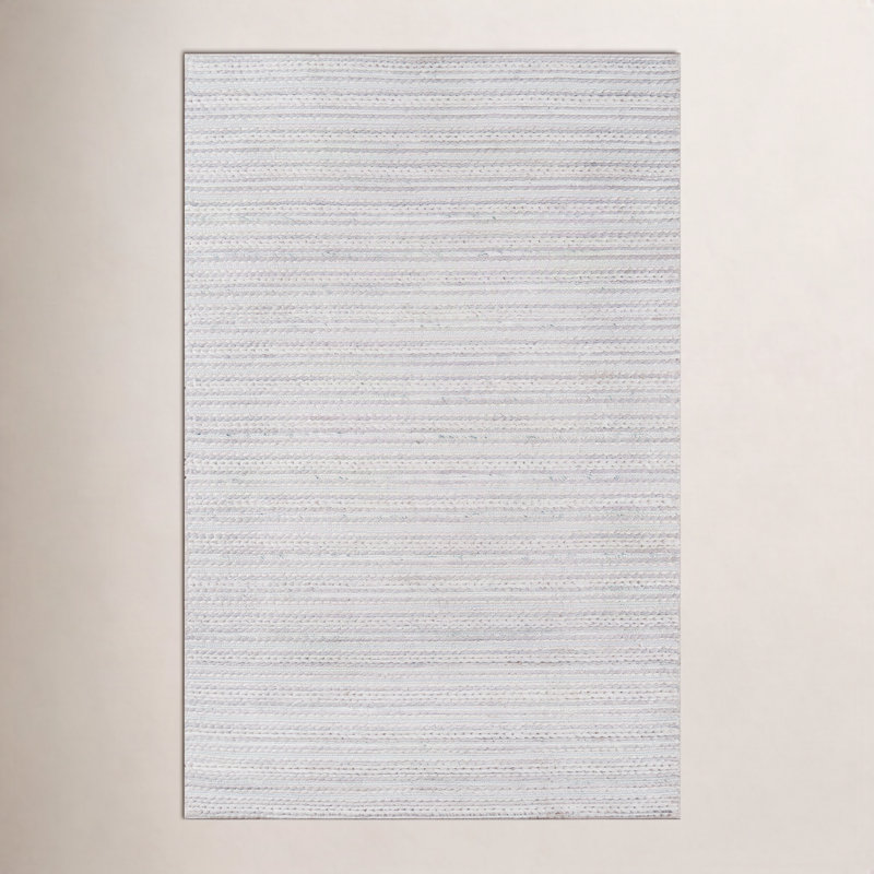 Tapis gris clair / crème / bleu clair tissé à la main Kells, Rectangle 3 pi x 5 pi