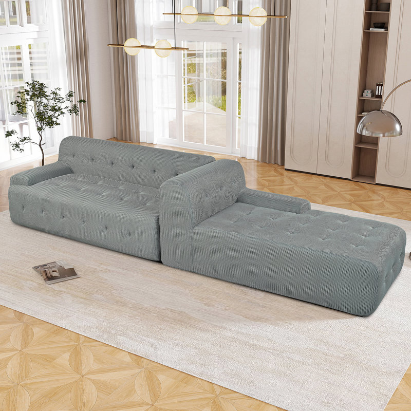 Canapé modulaire moderne en forme de L avec des combinaisons polyvalentes pour divers espaces, Gris