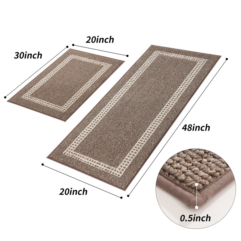 Xamiera Washable Kitchen Mat (Set of 2), Brown