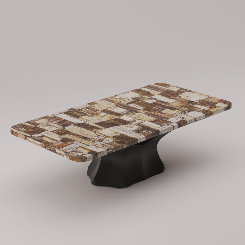 Arboresce Petrified Wood Coffee Table, Brown Petrified Wood Retro