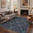 Allendale Vinewood Floral Machine Washable Blue Indoor Area Rug with Non-Slip Backing-966587059