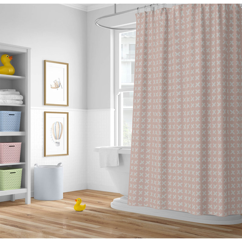 Cross Ultra-Thin Lightweight Shower Curtain, Pink