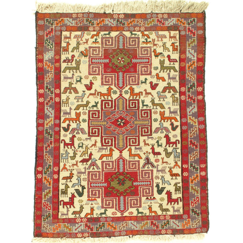 Mikasia Oriental Area Rug in Ivory