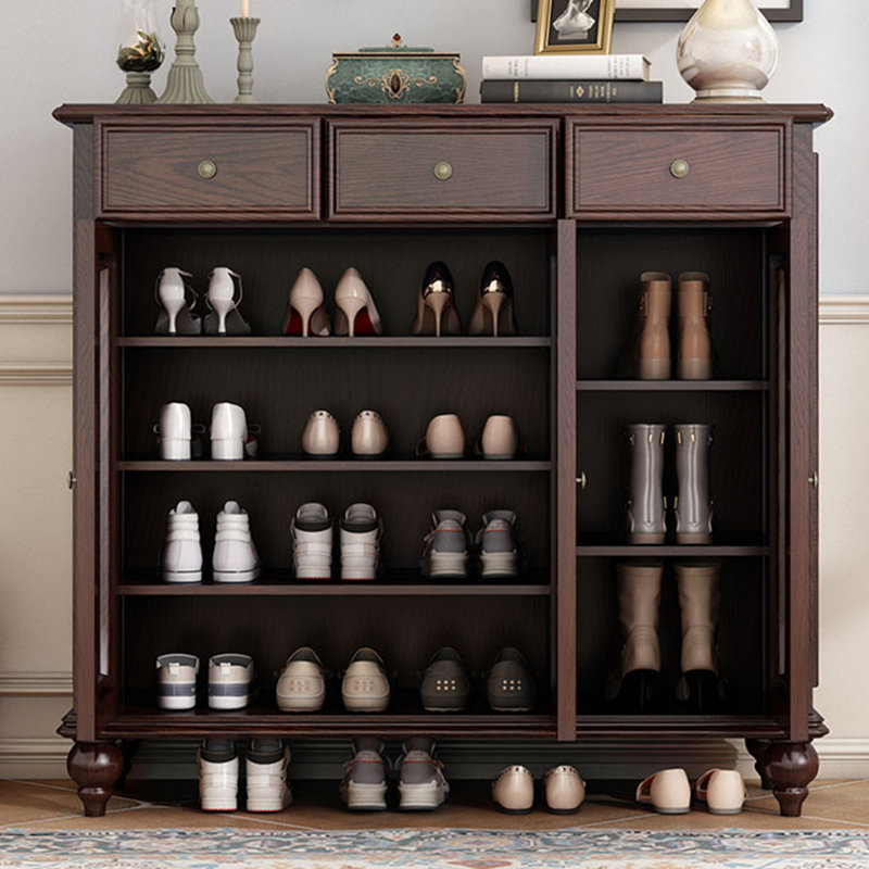 Armoire de rangement pour 19 paires de chaussures, Brun