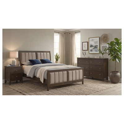 Ensemble de chambre à coucher Prescott Dark Cocoa Queen 3 pièces comprenant un lit à panneaux, une commode et une table de chevet
