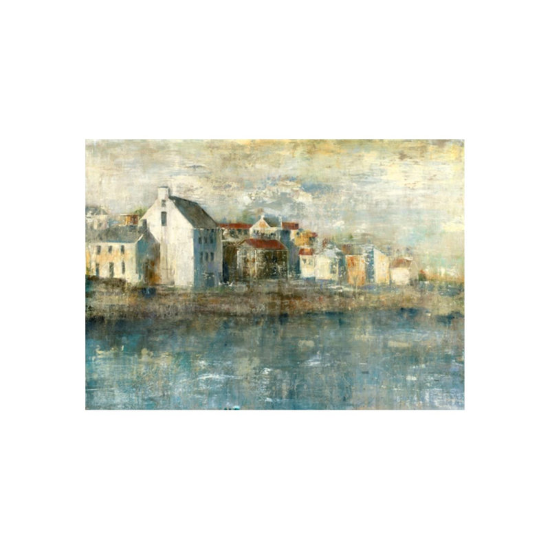 Coastal Village Painting by Alexys Henry, Knife Gel, 50" H x 70" W