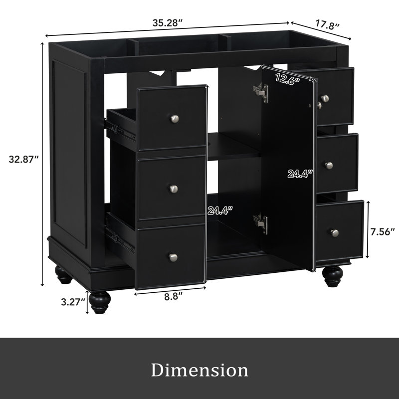 Meuble-lavabo 36 po (lavabo non inclus), Noir, noir, noir, noir