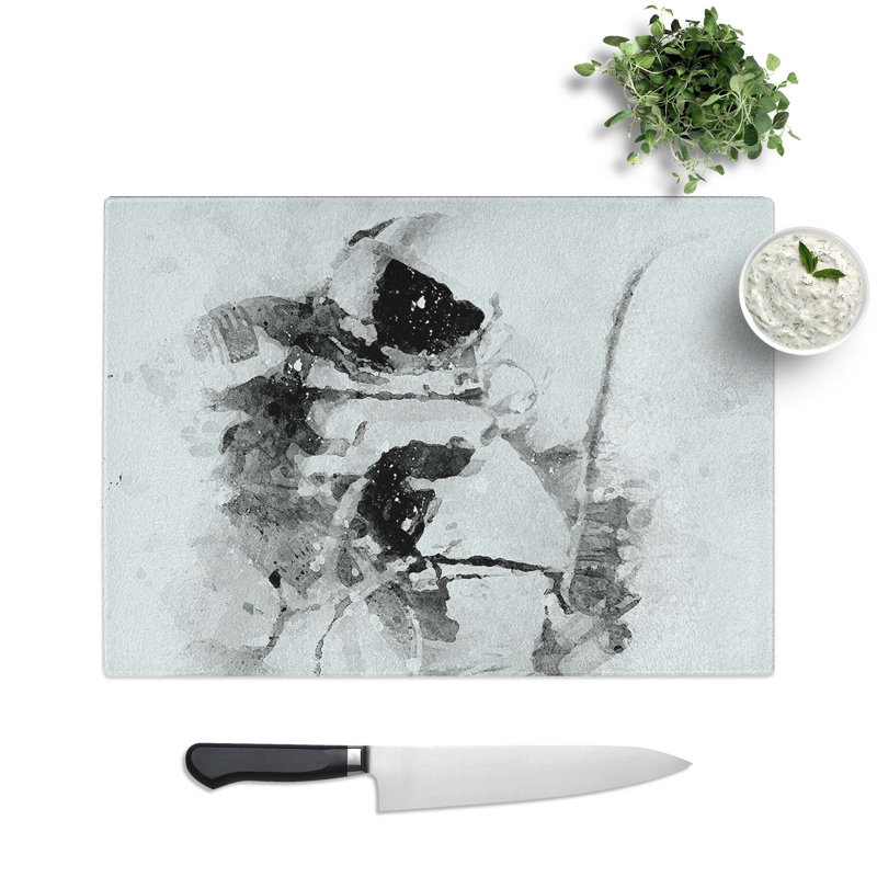 Tempered Glass Astronaut in Space Chopping Board, 39 cm W x 28.5 cm L