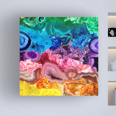 «Rainbow of Crystals and Geodes» par Cora Niele - peinture sur toile tendue