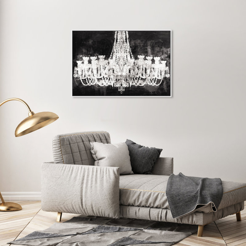 «Decadent Soiree», impression sur toile tendue en noir et blanc, H 15 po x l 10 po, Cadre blanc