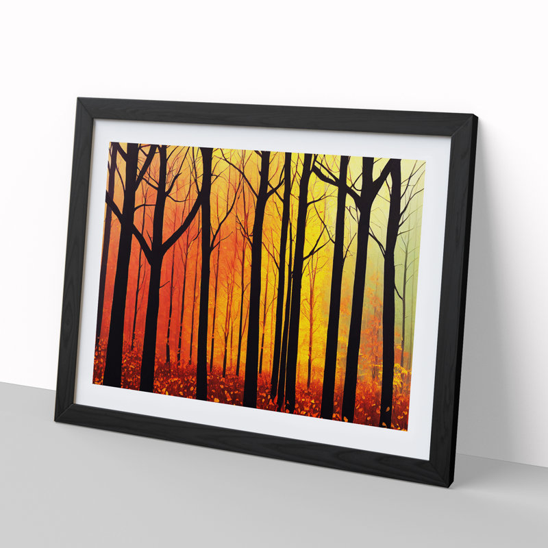 Autumn Forest In Abstract Vol.5 - Single Picture Frame Print, 46cm H x 64cm W, Black