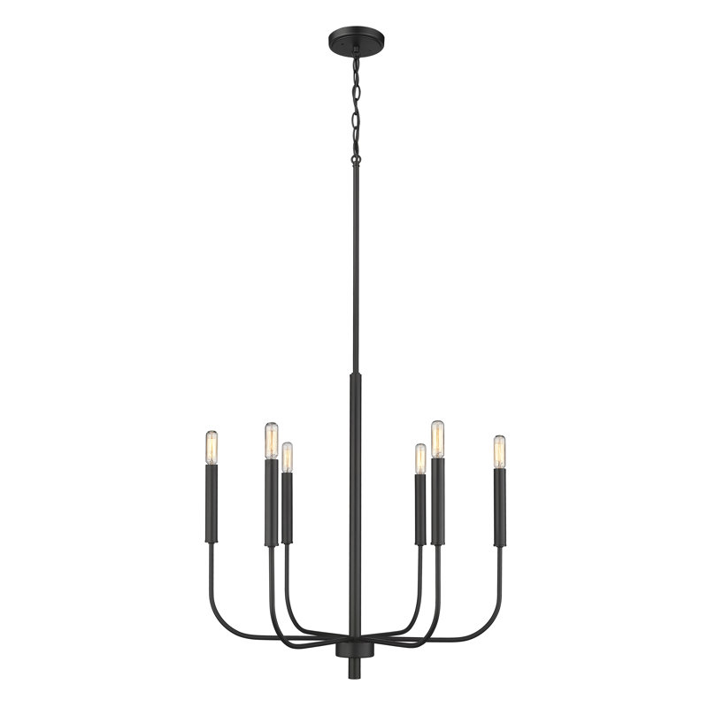 Lustre forgé à 6 lumières rustique et moderne, Noir mat