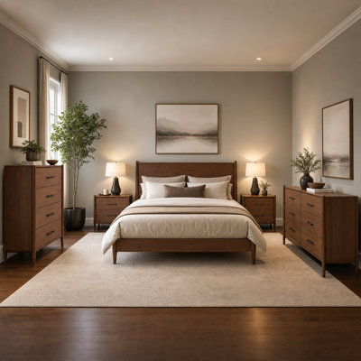 Josiah 4-Piece Solid Wood Bedroom Set with 6-Drawer Dresser, 5-Drawer Chest and Two 2-Drawer Nightstands