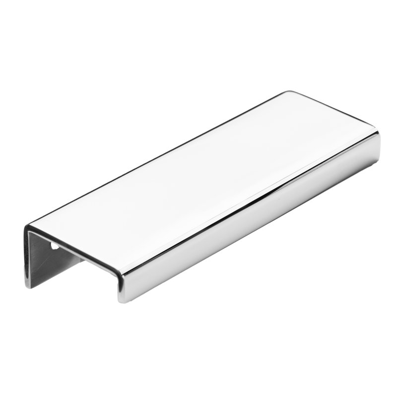 Modern Cabinet Finger Edge Pull, Polished Stainless Steel, 18.89