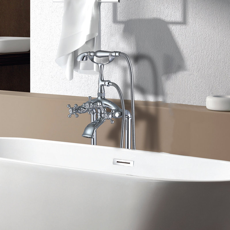 Robinet de baignoire et douche à main - Autoportant, 10 po de largeur, hauteur, jet complet pour les tâches de rinçage, jet autoportant, grande suite d'invités