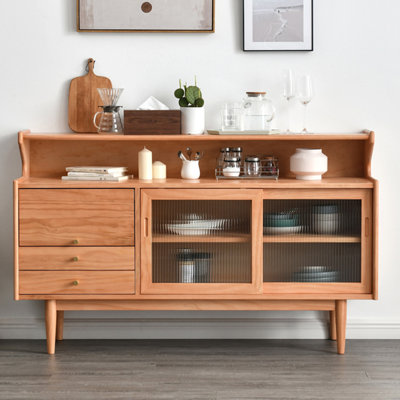 Buffet en bois massif et verre de style scandinave