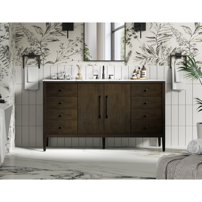 60 inch Single Bathroom Vanity, Chocolate Oak