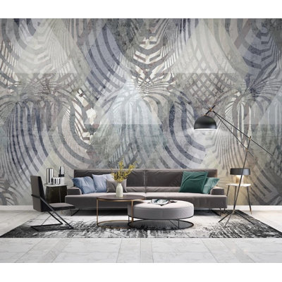 Papier peint abstrait avec motif de cercles abstraits de paysage marin