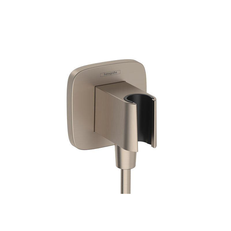 hansgrohe FixFit Q Wall Outlet with Handshower Holder, Brushed Nickel