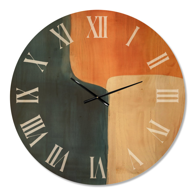 Formes abstraites équilibrées I - Horloge murale surdimensionnée en bois de style milieu du siècle, Très grand