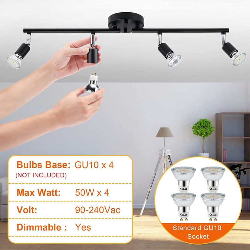 24.8'' 4 -Light Swing Arm Track Track Kit with Dimmable and Adjustable Head