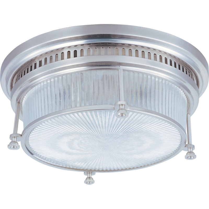 Ross Glass Flush Mount, Satin Nickel