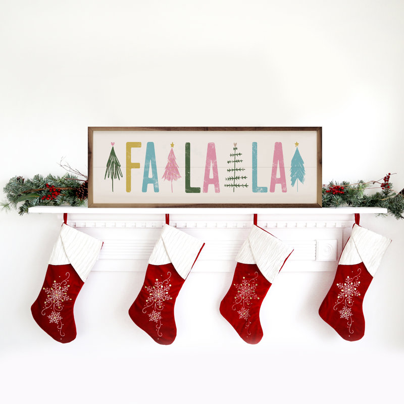 Falala avec arbres de Noël blanc, H 4 po x l 12 po x P 1 po