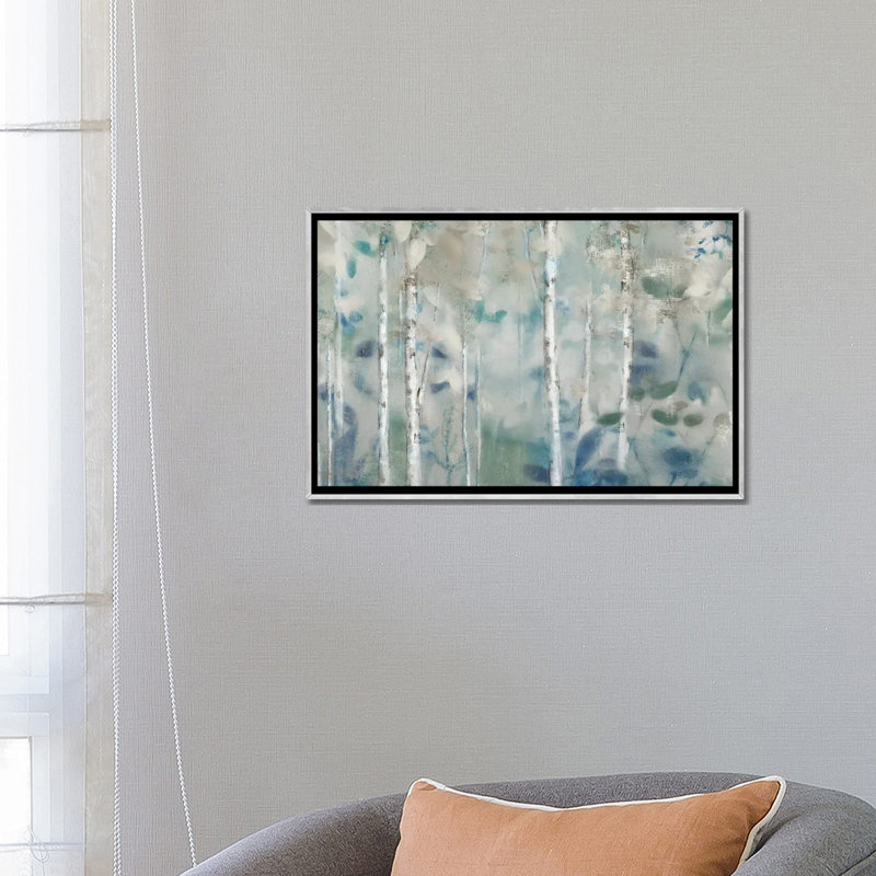 "Zen Forest II" par Nan, reproduction d’art, Toile avec cadre argenté, Pas de tapis, H 18 po x l 26 po x P 1,5 po