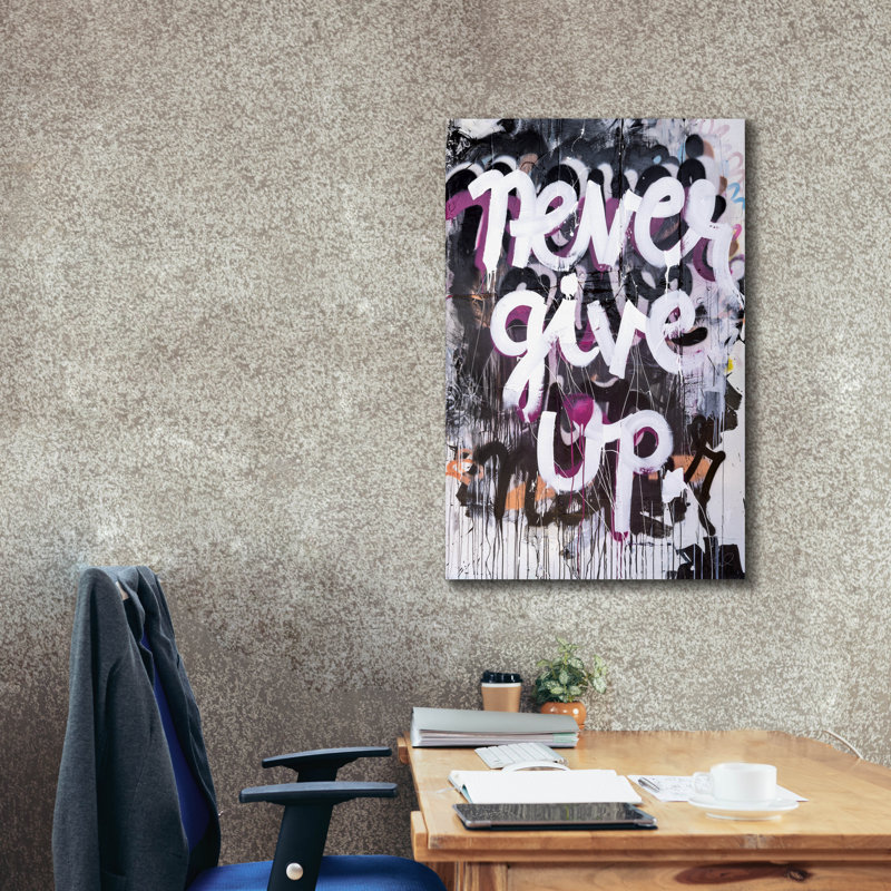 «Epic Graffiti», «Never Donnez Up» par Kent Youngstrom, art mural sur toile, 26 po x 40 po, H 40 po x l 26 po