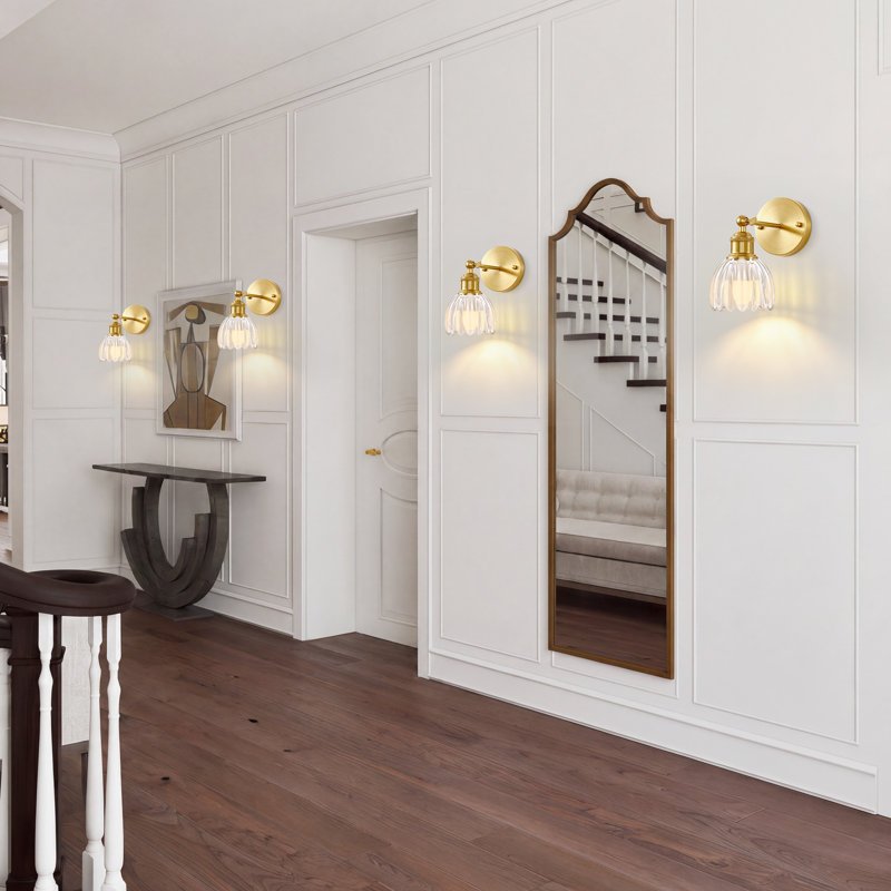 Ensemble de 2 appliques murales sans fil à piles avec ampoules DEL rechargeables et télécommande, éclairage RVB à intensité variable et abat-jour en verre tulipe
