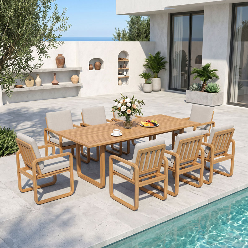 8 - Person  Outdoor Dining Set With Umbrella Hole, 8