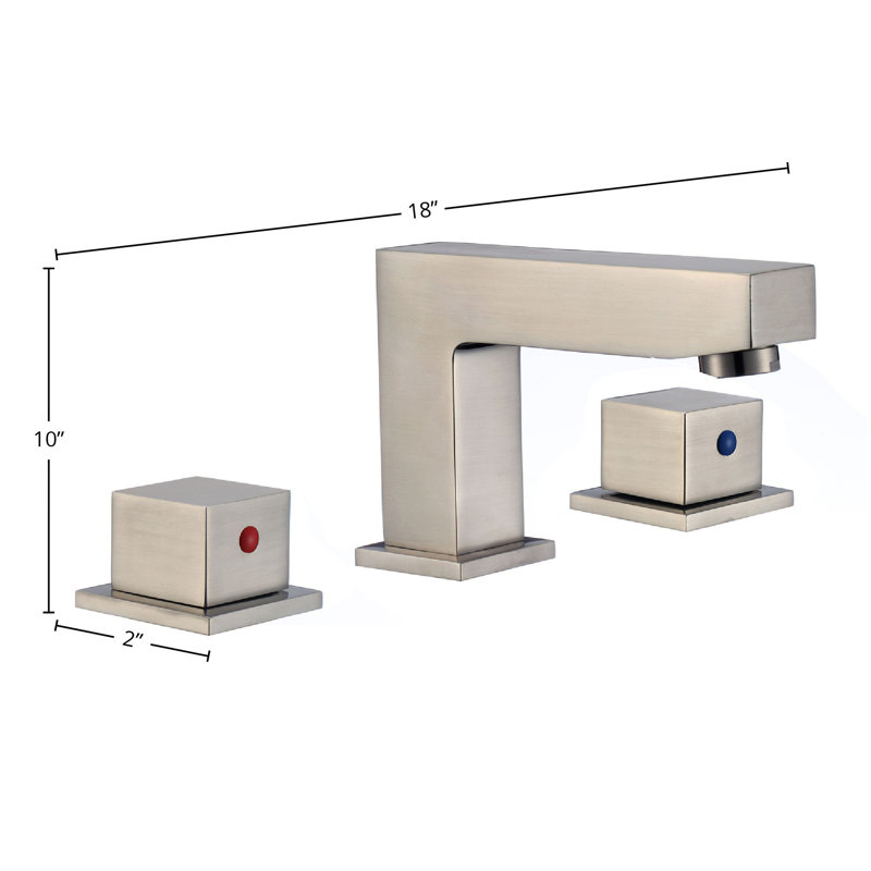DAX Two Handle Square Brass Bathroom Faucet, Brushed Nickel