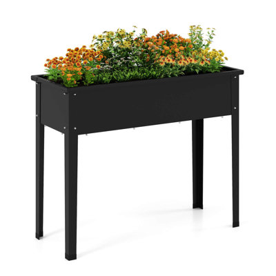 Raised Garden Bed Elevated Metal Planter Box With Legs Drainage Holes Gardening Box
