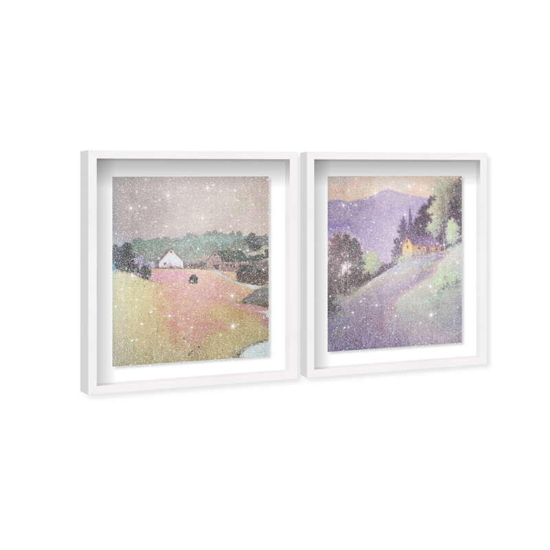Hill Town Set Set by Oliver Gal, 17.5"H x 21.5"W, White Shadowbox