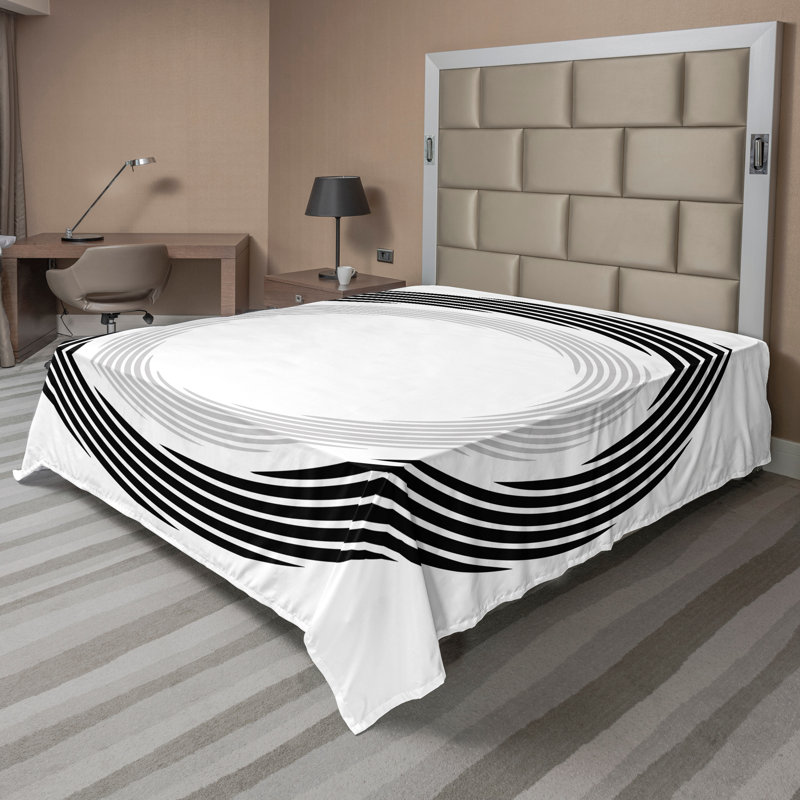 Ambesonne Marble Print Top Flat Sheet Marble Grunge Stone King Beige Brown, Noir / abstrait