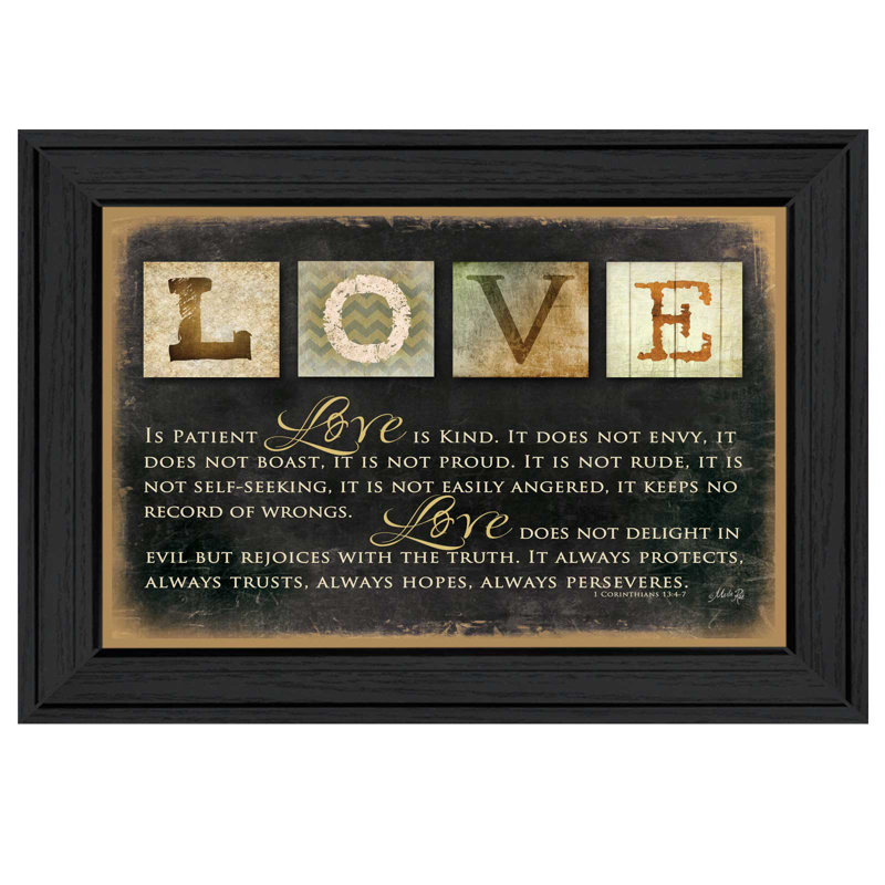 Love 1 - Cadre photo, art textuel, H 10 po x l 14 po x P 2 po